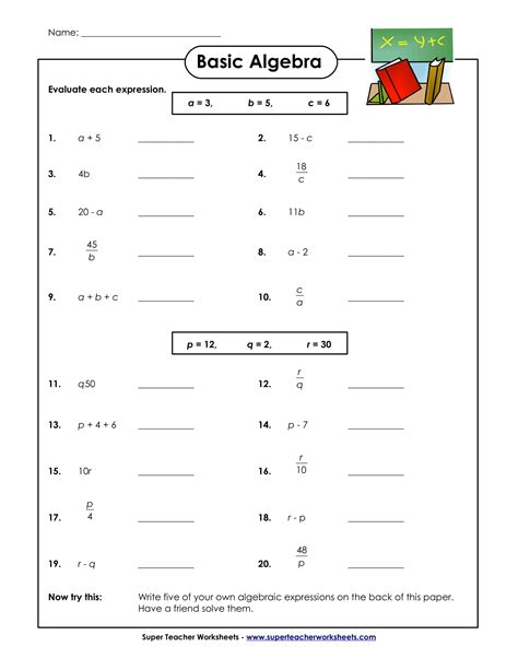 Pre Algebra Printable Worksheet