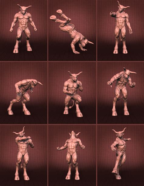 Combat Poses For Minotaur 6 And Reptilian 6 Daz 3d