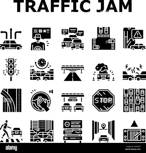 Traffic Jam Transport Collection Icons Set Vector Stock Vector Image