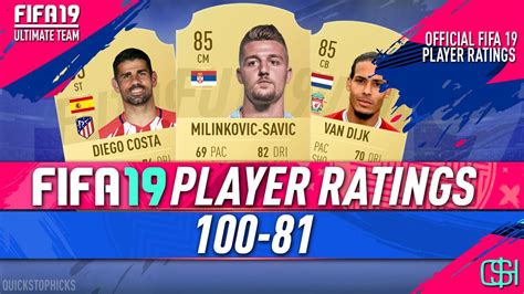 Fifa 19 Ultimate Team Official Player Ratings 100 81 I Fut 19 Player