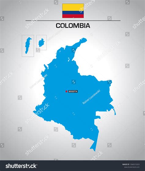Simple Vector Outline Map Of Colombia With Flag Royalty Free Stock