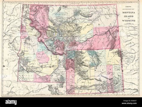 1884 Bradley Map Of Montana Wyoming And Idaho Reimagined By Gibon