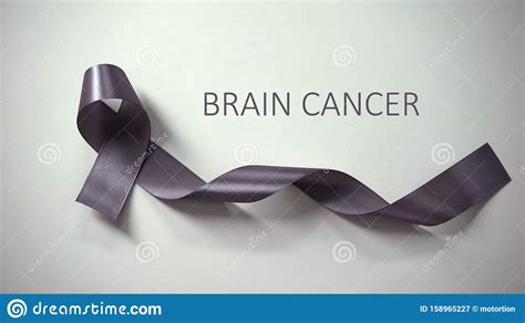 Brain Cancer Inscription Gray Ribbon Lying On Table Awareness