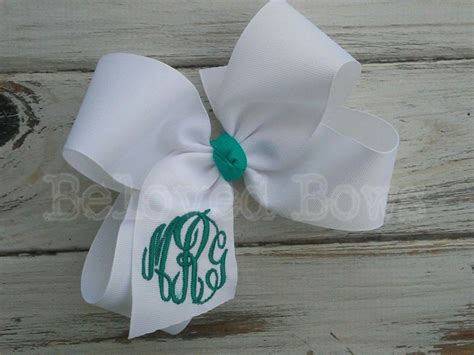 Extra Large Custom Boutique Monogrammed Three Initial Hairbow Etsy Monogram Hair Bow
