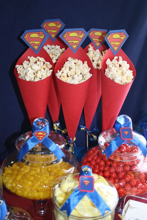 Superman Theme Popcorn Conesgreat For A Sweets Table Fiesta De