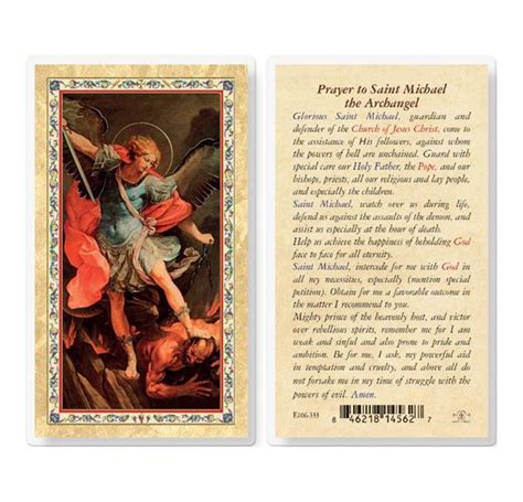 Prayer To St Michael The Archangel Gold Stamped Laminated Holy Cards