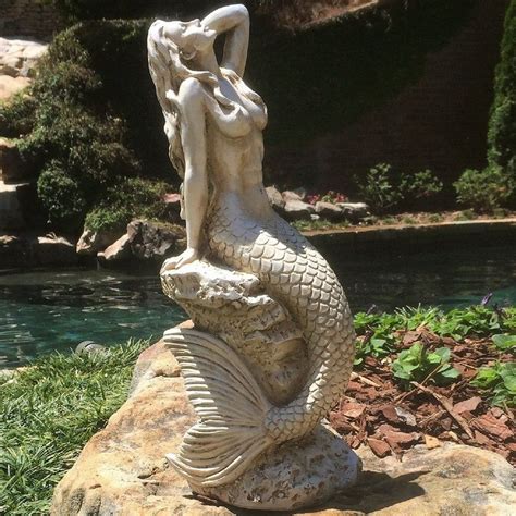 Lifes A Beach Classic Mermaid On Coastal Rocks Statue Mermaid