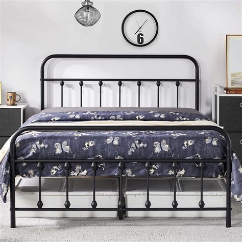 Buy Yaheetech Classic Black Metal Bed Platform With High Headboard And