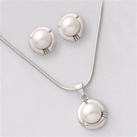 Jilco Inc Biwa Pearl Earrings And Necklace Set 176128 Jewelry At