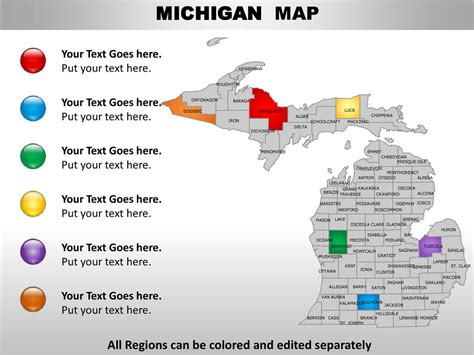 Usa Michigan State Powerpoint County Editable Ppt Maps And Templates