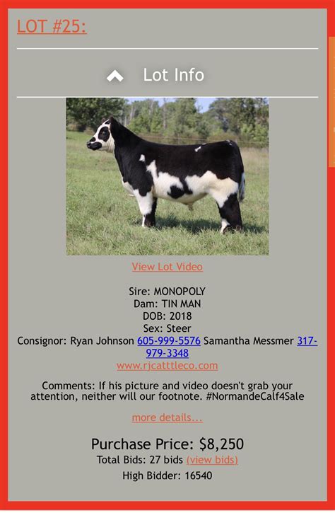 Congratulations To These Monopoly Sired High Sellers Last Night From
