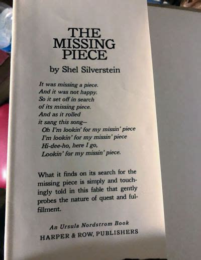 The Missing Piece By Shel Silverstein First 1976 From Reds