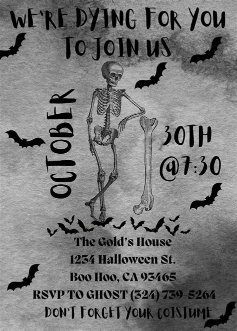 Skeleton Halloween Party Invitation Etsy