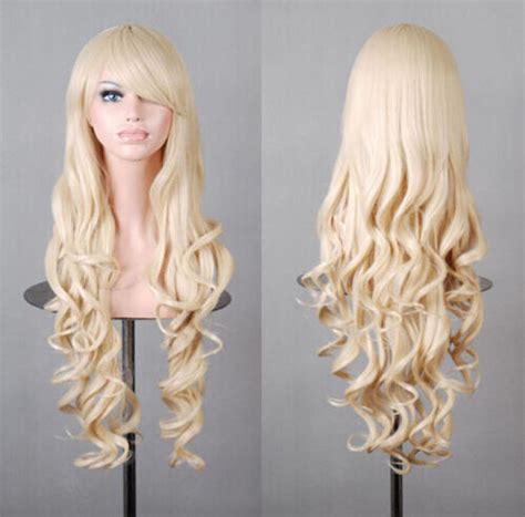 Lady 80cm Long Curly Wigs Fashion Cosplay Costume Hair Anime Full Wavy