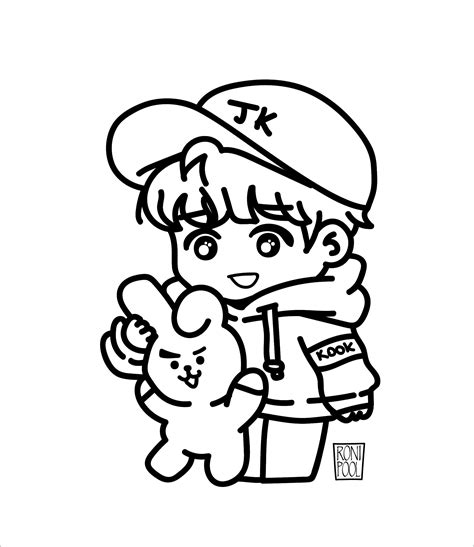 Bts Fanart Bt21 Cooky And Jungkook Chibi Coloring Page 색칠책 컬러링 페이지