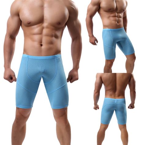 New Breathable Mesh Sheer Men Boxers Underwear Shorts See Through Underwear Homme Mens Bodysuit