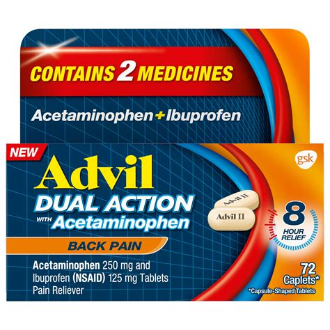 Advil Dual Action With Acetaminophen Caplets 250 Mg Shop Pain