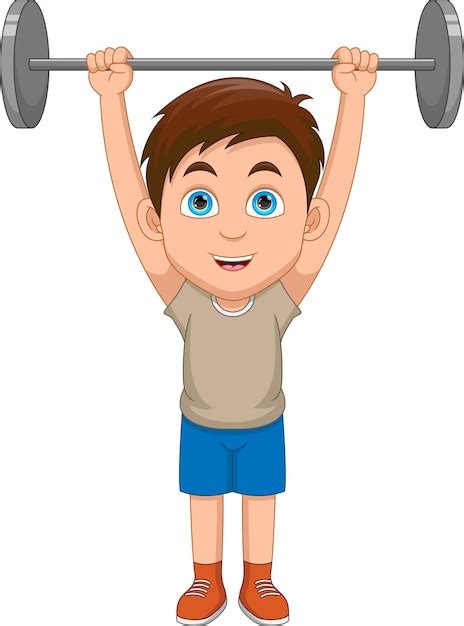 Premium Vector Cute Boy Lifting Weights Cartoon