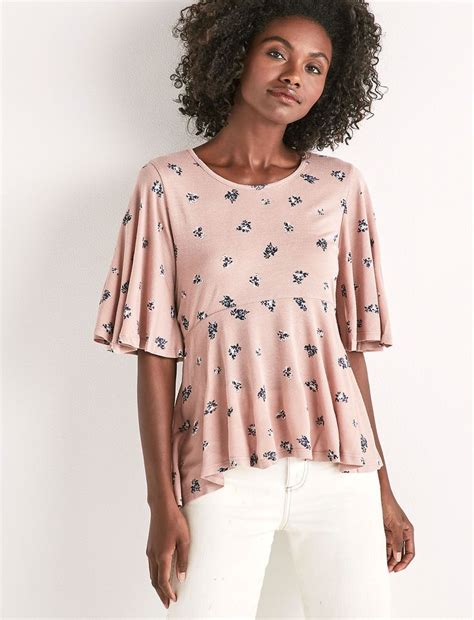 Medium Printed Flutter Sleeve Top Lucky Brand Women Clothing Boutique Flutter Sleeve Top