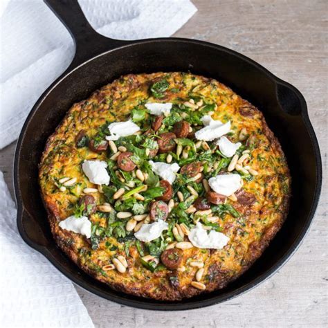 This recipe makes 6 generous servings at 425 calories, 36g fat, and 3g carbs. COURGETTE, MERGUEZ SAUSAGE AND GOATS CHEESE OMELETTE ...
