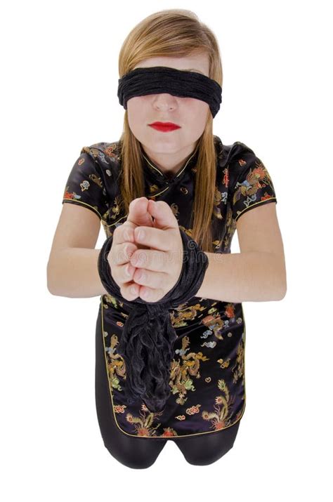 Woman Hands Tied Up And Blindfolded Stock Photo Image Of Fashion
