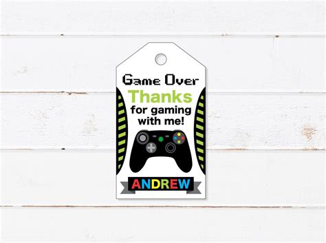 Video Game Party Favor Tags Video Game Thank You Tags Gaming Tags