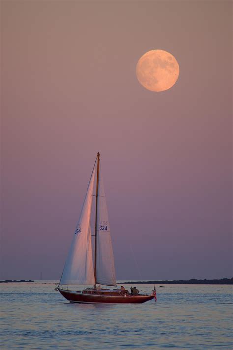Sunset Sailboat By Larry Landolfi On 500px Moonlight Paysage Lune