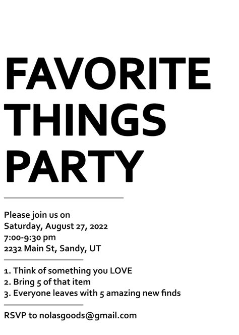 Favorite Things Party Invitation Printable Favorite Things Etsy