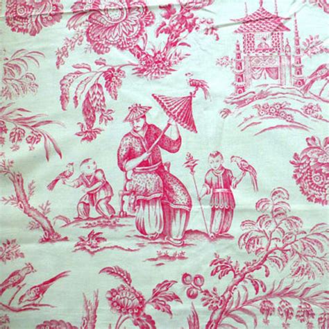 Beautiful Red Chinoiserie Toile Fabric For Your Home And Creative Diy