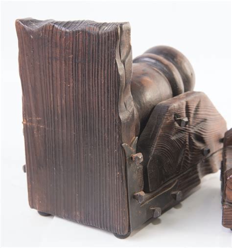 Vintage Wooden Cannon Bookends Ebth