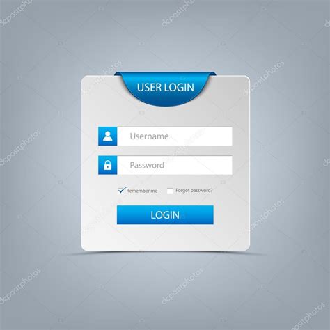Login Web Screen With Blue Bookmark Template Stock Vector Image By