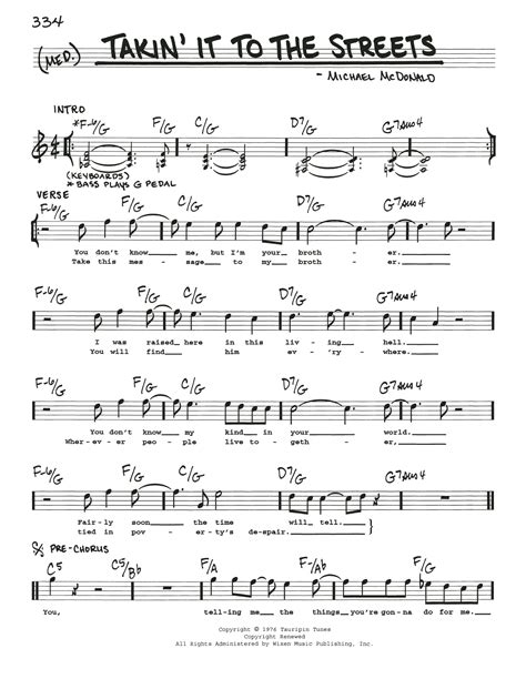 Print The Doobie Brothers Takin It To The Streets Sheet Music Or Save As Pdf For Later Use