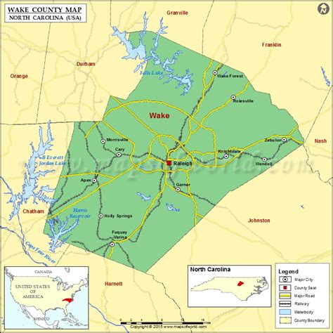 Wake County Map North Carolina Usa