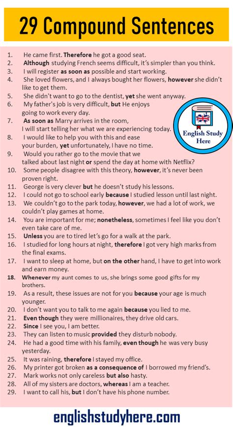 19 Compound Sentences Examples In English English Study Here