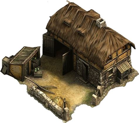 Farmhouse W Barn And Shed Fantasy Town Building Art Medieval Houses