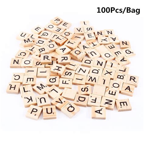 Tebru Wooden Letter Tiles 100pcs Tiles Letters Alphabet Wooden Numbers