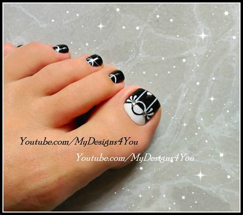 Black And White Toenail Art Design ♥ Monochrome Pedicure Nailart Nails