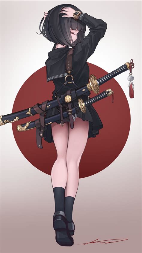Manga Katana Katana Samurai Samurai Anime Dark Anime Girl Cool Anime Girl Kawaii Anime Girl