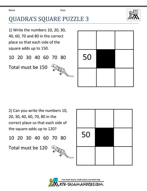 Puzzles are an aspect of mathematics that is done to test the thinking ability of kids. Math Puzzle Worksheets 3rd Grade | Maths puzzles, Third ...