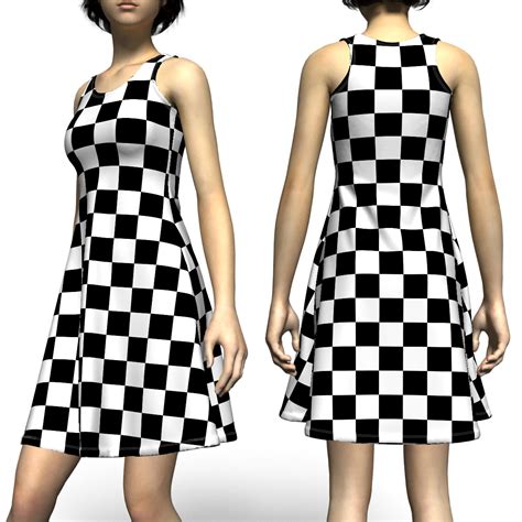 Black And White Checkered Box Sleeveless Dress Eightythree Xyz Clothing