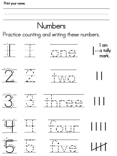 Pre K Learning Numbers Worksheets