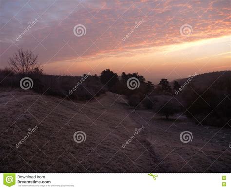 Beautiful Sunrise In A Chilly November Morning Stock Photo Image Of