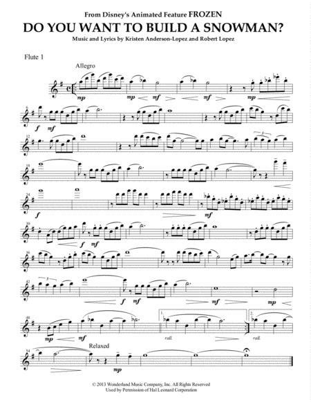 Do You Want To Build A Snowman From Frozen For Flute Quartet By