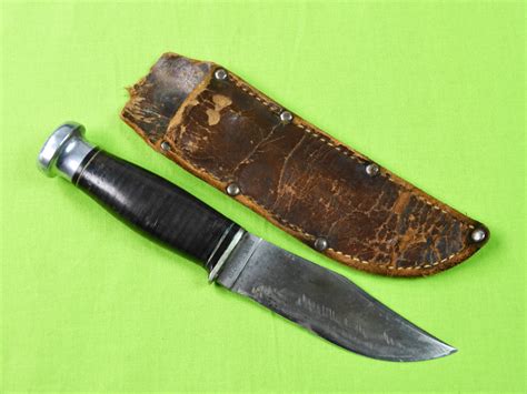 Vintage Us Ka Bar Kabar Union Cutlery Hunting Knife W Sheath Antique