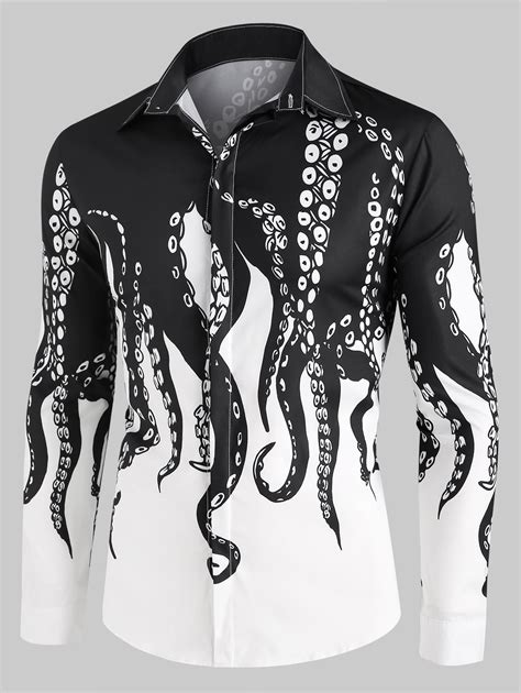 Find cool & casual button down shirts for men & women at spencer's! 35% OFF Button Up Octopus Pattern Long Sleeve Shirt ...