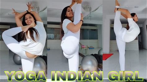 Hot Indian Girl Yoga In Hot White Lagging Babe Desi Girl Yoga In Laggings YOGA INDIAN GIRL