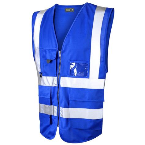 Royal Blue Hi Vis Coloured Waistcoats Safety Vest Add Custom Print Logo