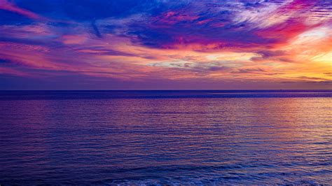 Download Pink Sunset Seascape Calm And Beautiful Nature 1920x1080