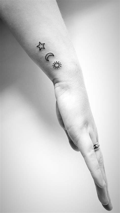 Sun Moon Stars Tattoo Wrist Small Moon Tattoo Wrist Tiny Sun Tattoo