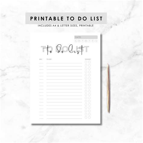 Minimal To Do List Printable Simple Tasks List Template Etsy